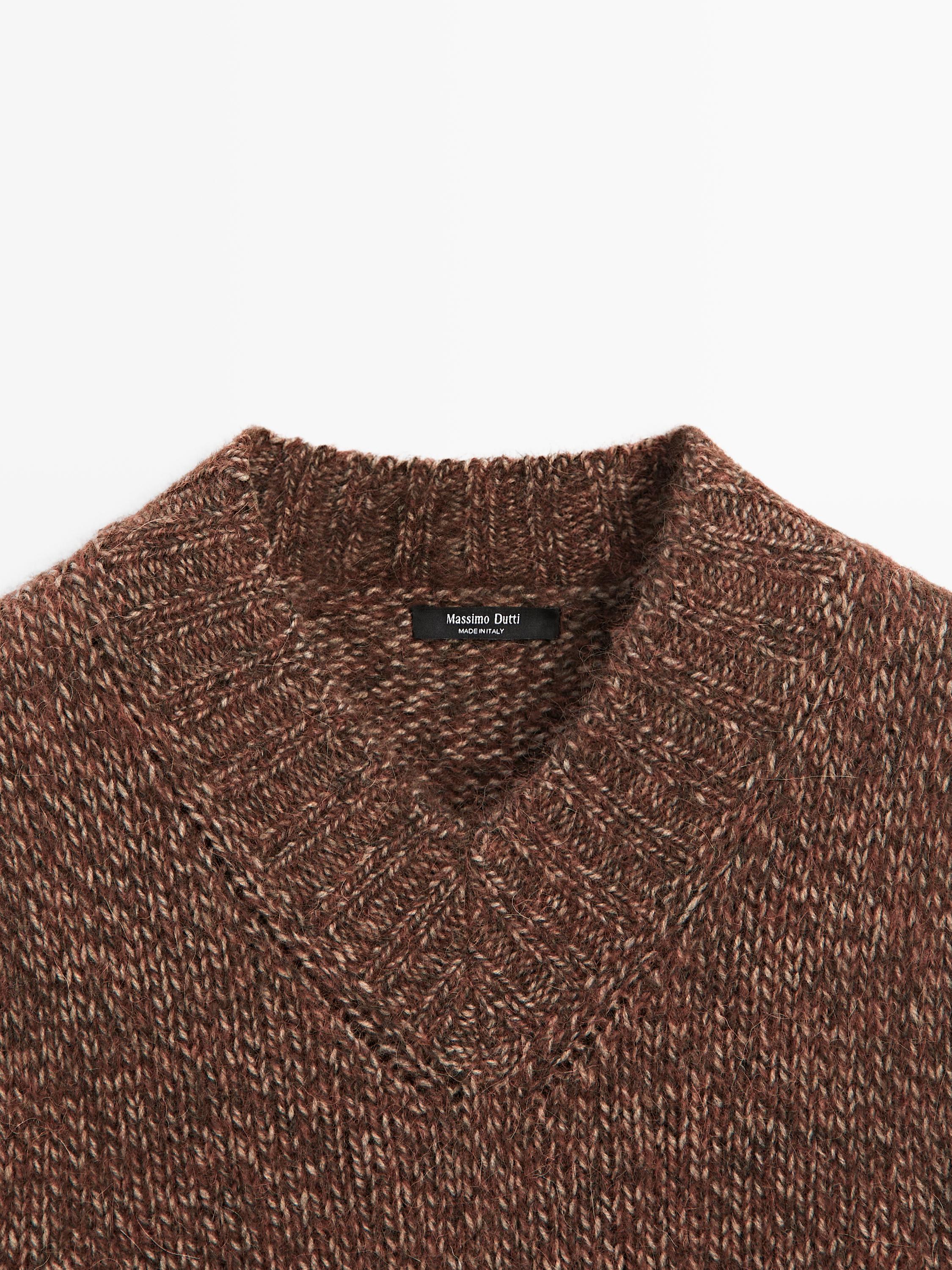 Veste sans manches chinée en laine d’alpaga